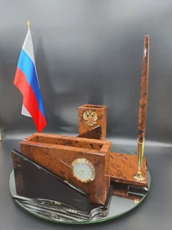 Настольный набор из натурального камня с часами