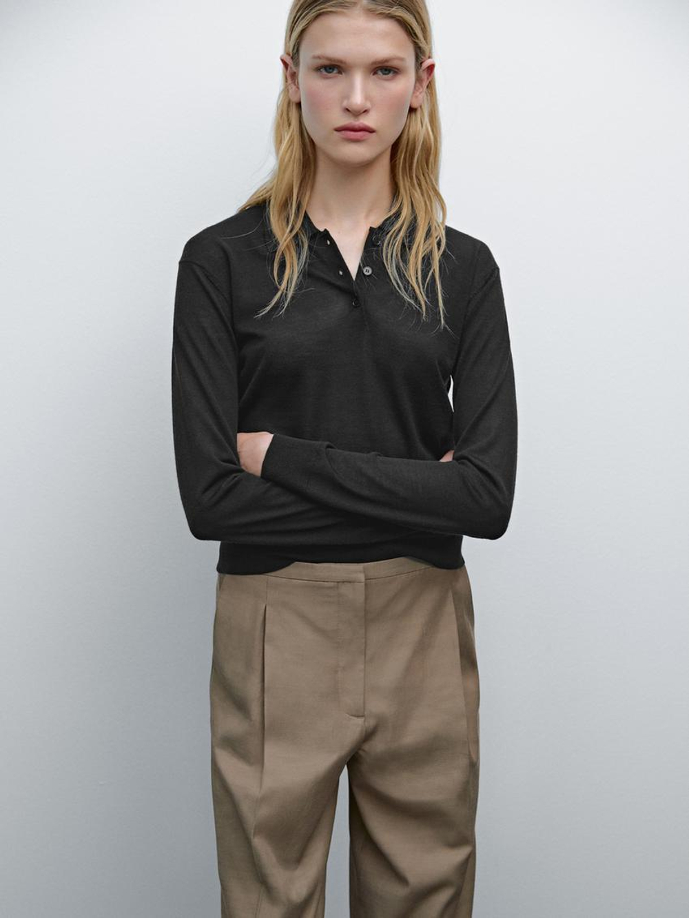 Massimo Dutti Брюки широкого кроя, бежевый