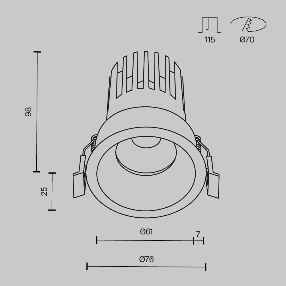 Встраиваемый светильник Technical DL117-15W-3K-B
