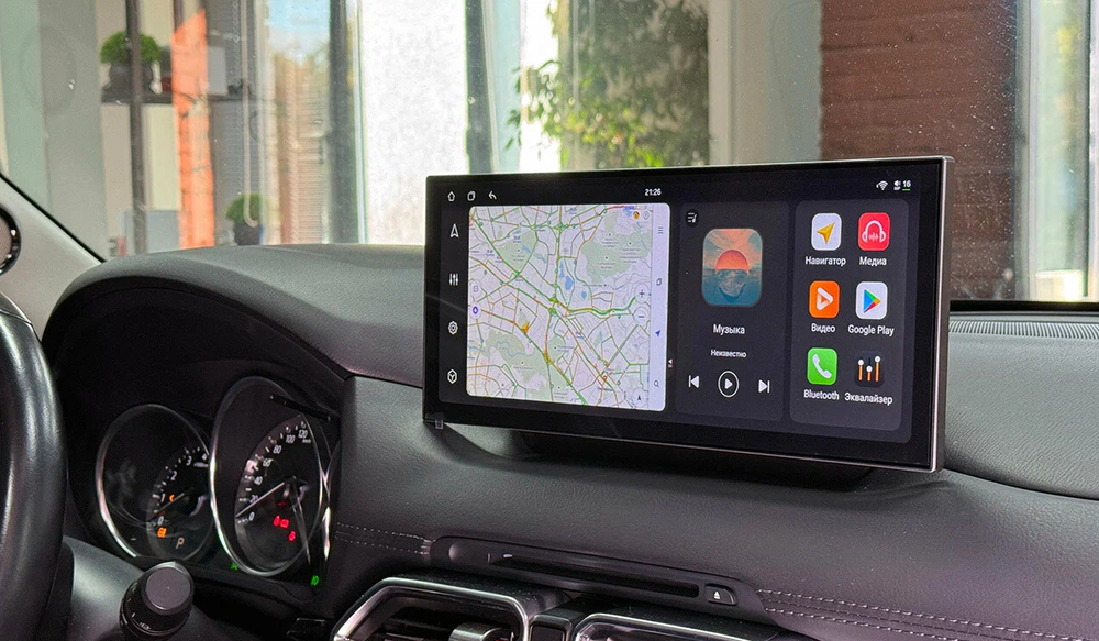 Магнитола для Mazda CX-5 2017-2021, CX-8 2017-2022 (левый руль) - Carmedia MKD монитор 12.5" в стиле LEXUS на Android 12, TS10, CarPlay, 4G SIM-слот