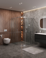 Душевой уголок Cezares MOLVENO-R-22-80+20-C-Cr-IV, 100х100х195, профиль хром, стекло прозрачное