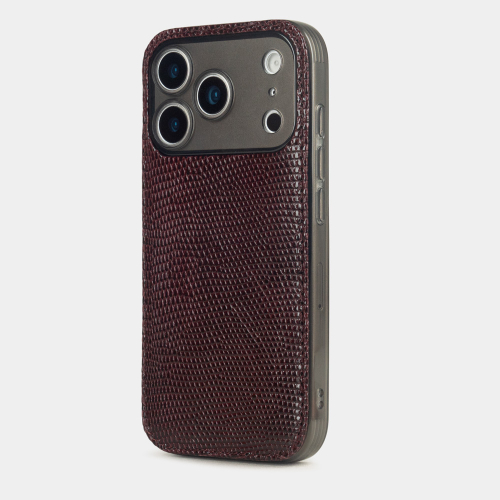 Чехол-накладка для iPhone 17 Pro Max - кожа ящерицы, бордовый