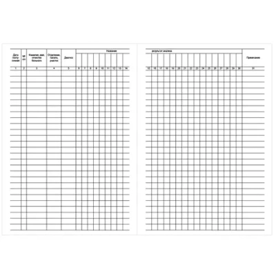 Журнал регистрации анализов и их результатов форма № 250/у 60 страниц мягкая обложка