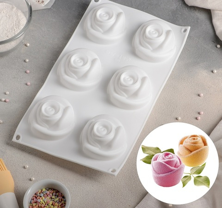 Форма для муссовых десертов и выпечки «Розы», 30×17,5×5 см