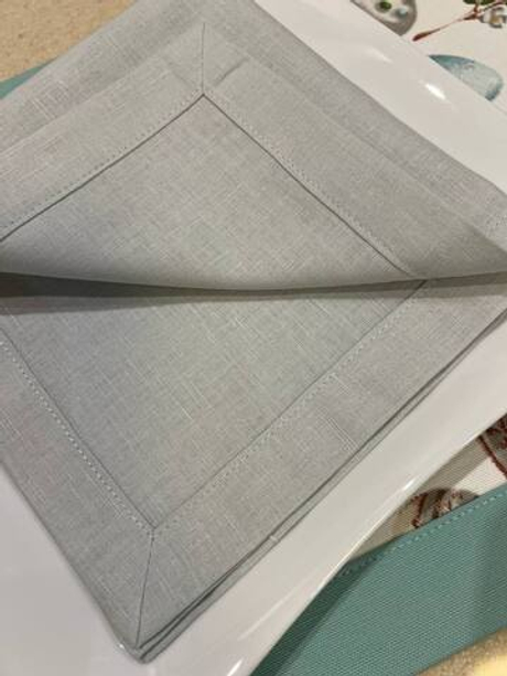 Комплект льняных салфеток 6 шт серо-голубой ручной работы 38х38 см