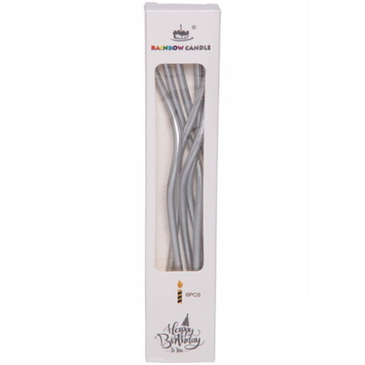 Свечи для торта «Глянцевая волна» 6 шт. 13 см, серебро