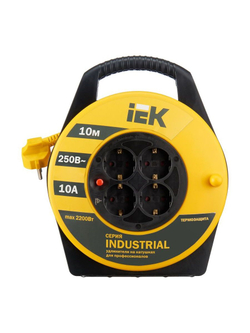 Удлинитель на катушке 4х10м с заземл. 10А IP20 Industrial УК10 3х1 термозащита IEK WKP14-10-04-10