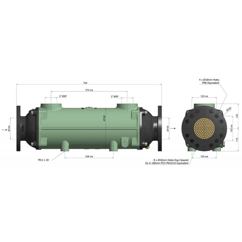 Теплообменник, 556 кВт, трубки купроникель, BOWMAN