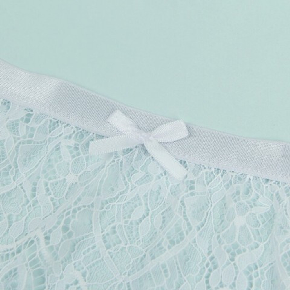 Кружевные трусики с поясом и подвязками для чулок кружевные белые Tender (XL)