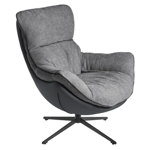 Кресло Hugo тёмно-серая экокожа, шенилл