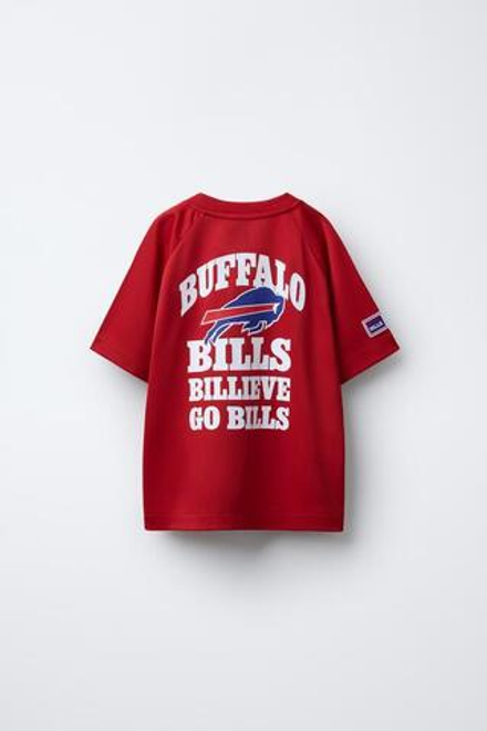 ZARA ФУТБОЛКА ИЗ СЕТЧАТОЙ ТКАНИ С ПРИНТОМ BUFFALO BILLS NFL ©, КРАСНЫЙ