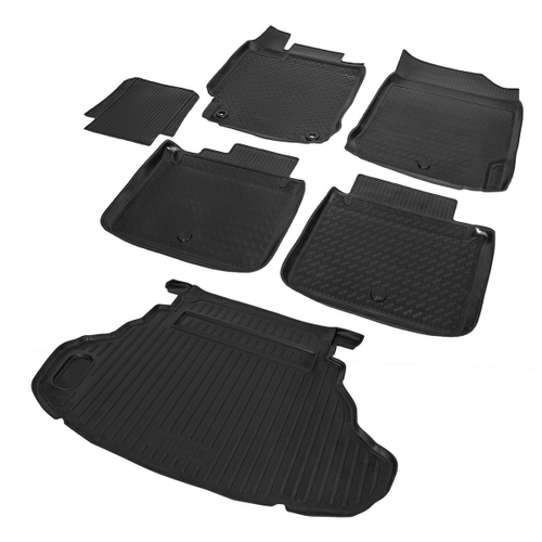 Коврики в салон и багажник автомобиля (комплект) Rival для Toyota Camry XV50 рестайлинг седан (кроме Prestige и Lux) 2014-2018, полиуретан, с крепежом, 6 частей, K15701003-2