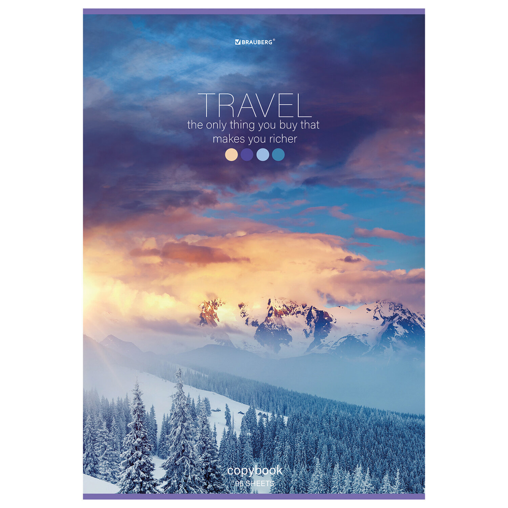 Тетрадь А4, 96 л., BRAUBERG, скоба, клетка, обложка картон, "Journey", 404064