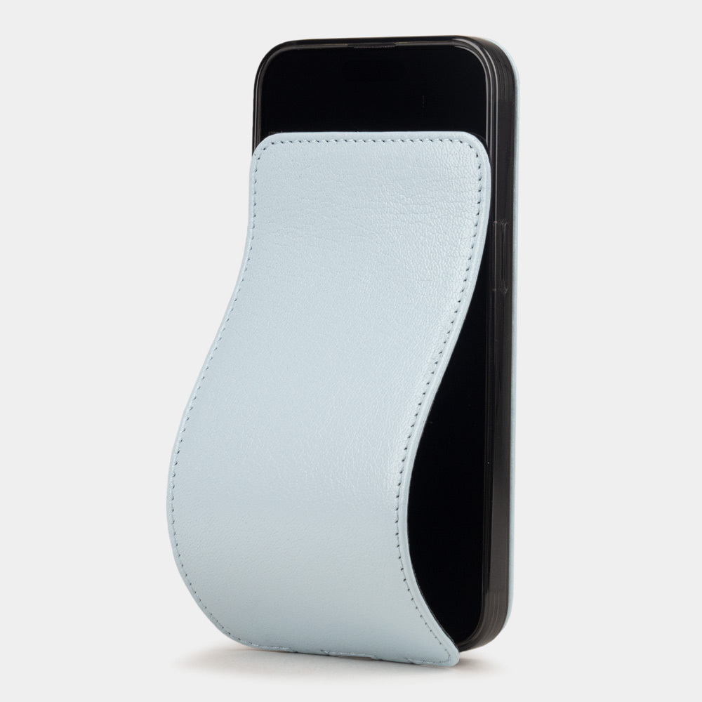 Чехол для iPhone 15 Pro Robert из кожи козы, голубого цвета