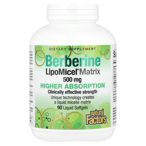 Natural Factors, берберин, LipoMicel Matrix, 500 мг, 90 капсул с жидкостью