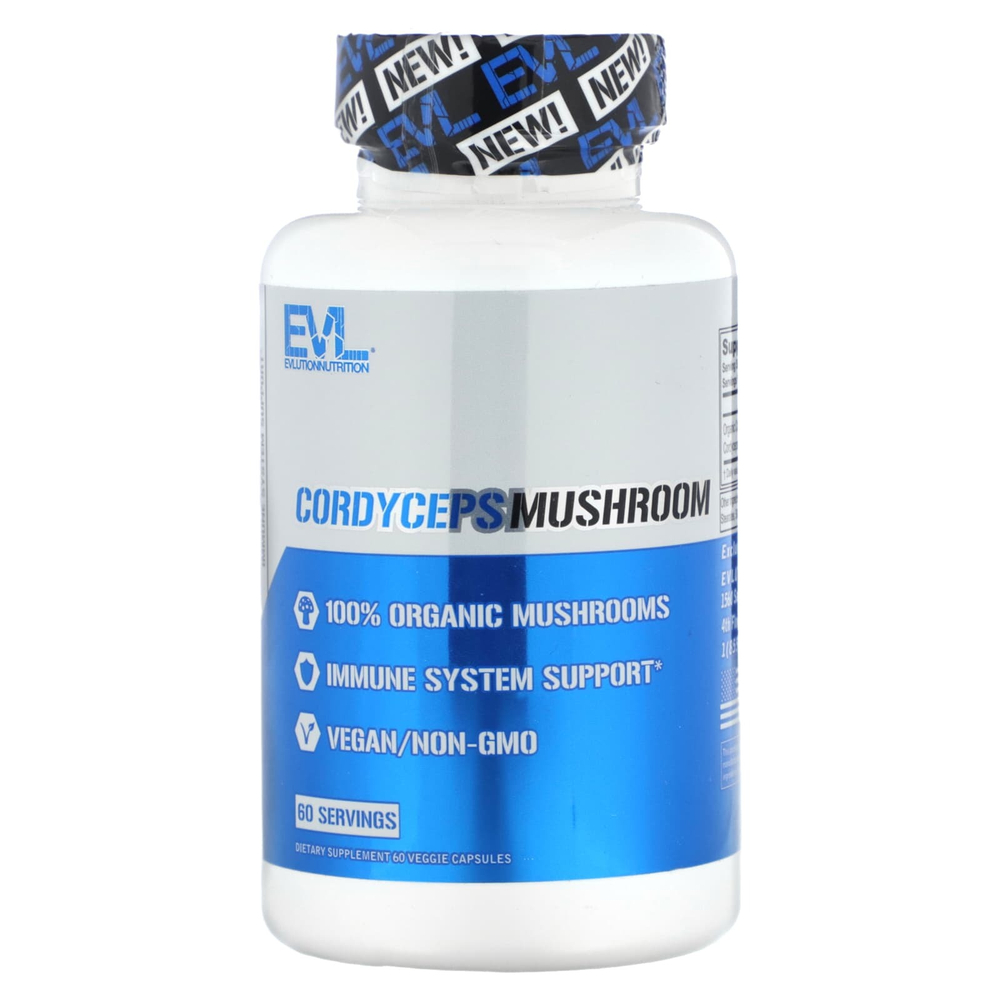 EVLution Nutrition, Кордицепс, гриб, 500 мг, 60 растительных капсул