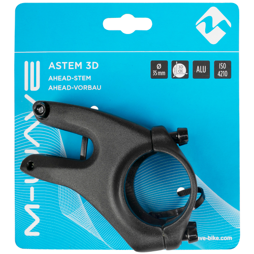 Вынос внешний 5-404322 нерегул. 1 1/8" 50мм/-12` д/руля 35мм алюм. кован. 3D forged, на блистере, анодир. черный M-WAVE