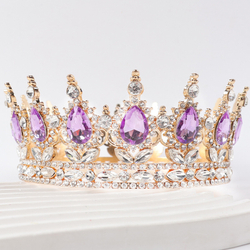 Декоративная корона на торт, золото (Сиреневые камни)