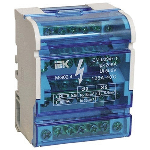 Шины на DIN-рейку в корпусе (кросс-модуль) 3L+PEN 4х7 ИЭК YND10-4-07-100