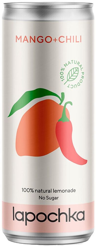 Газированный напиток Лапочка Манго + Чили / Lapochka Mango + Chili 0.33 - банка