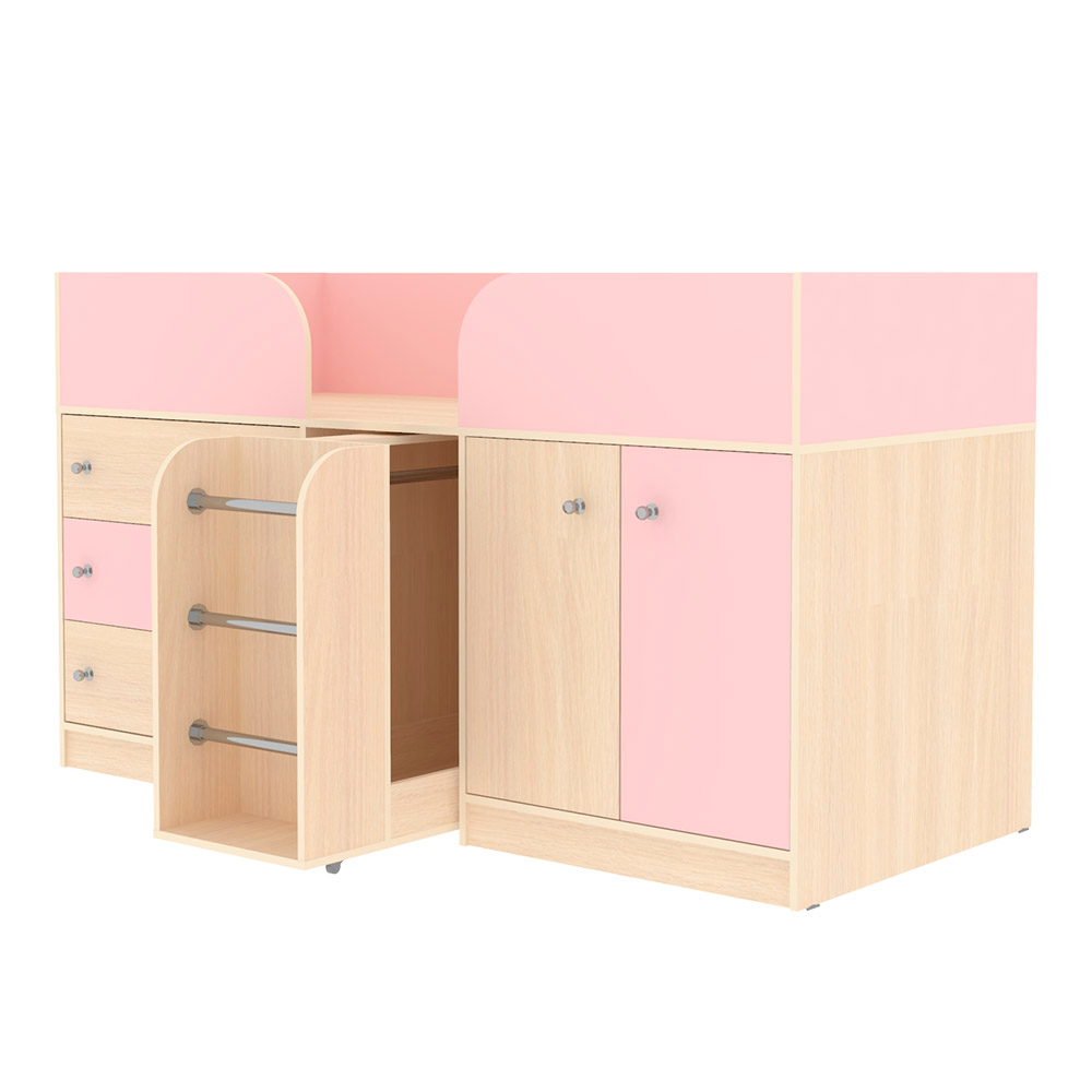 Кровать-чердак КарИВи Астра 5  Дуб Молочный Розовый