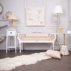 Банкетка Флоренция Премиум Белый Каледония Даймонд Айвори Амбер