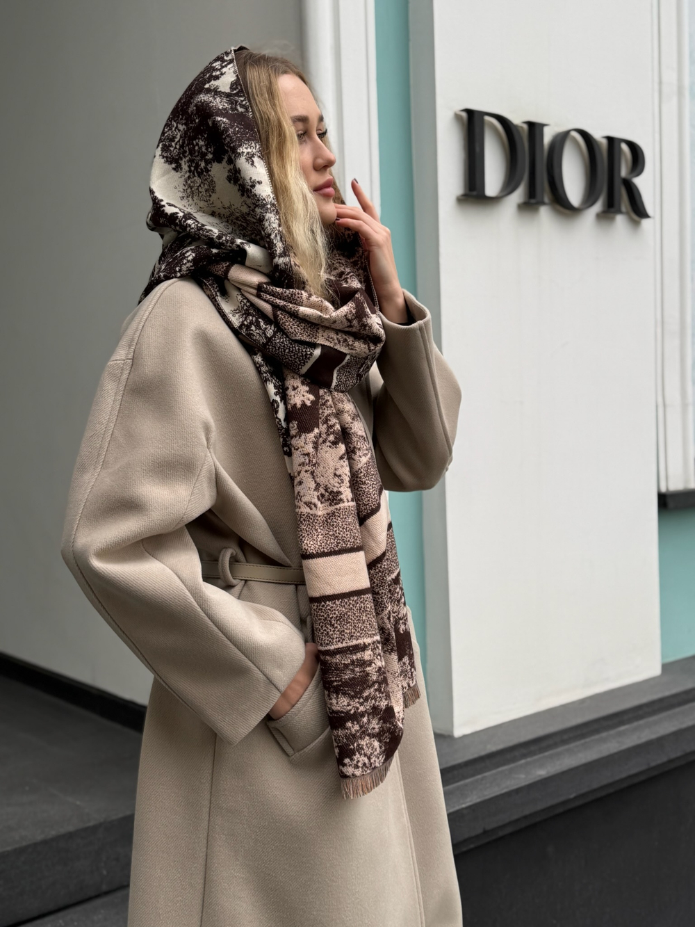 Шарф вискоза + шерсть лана