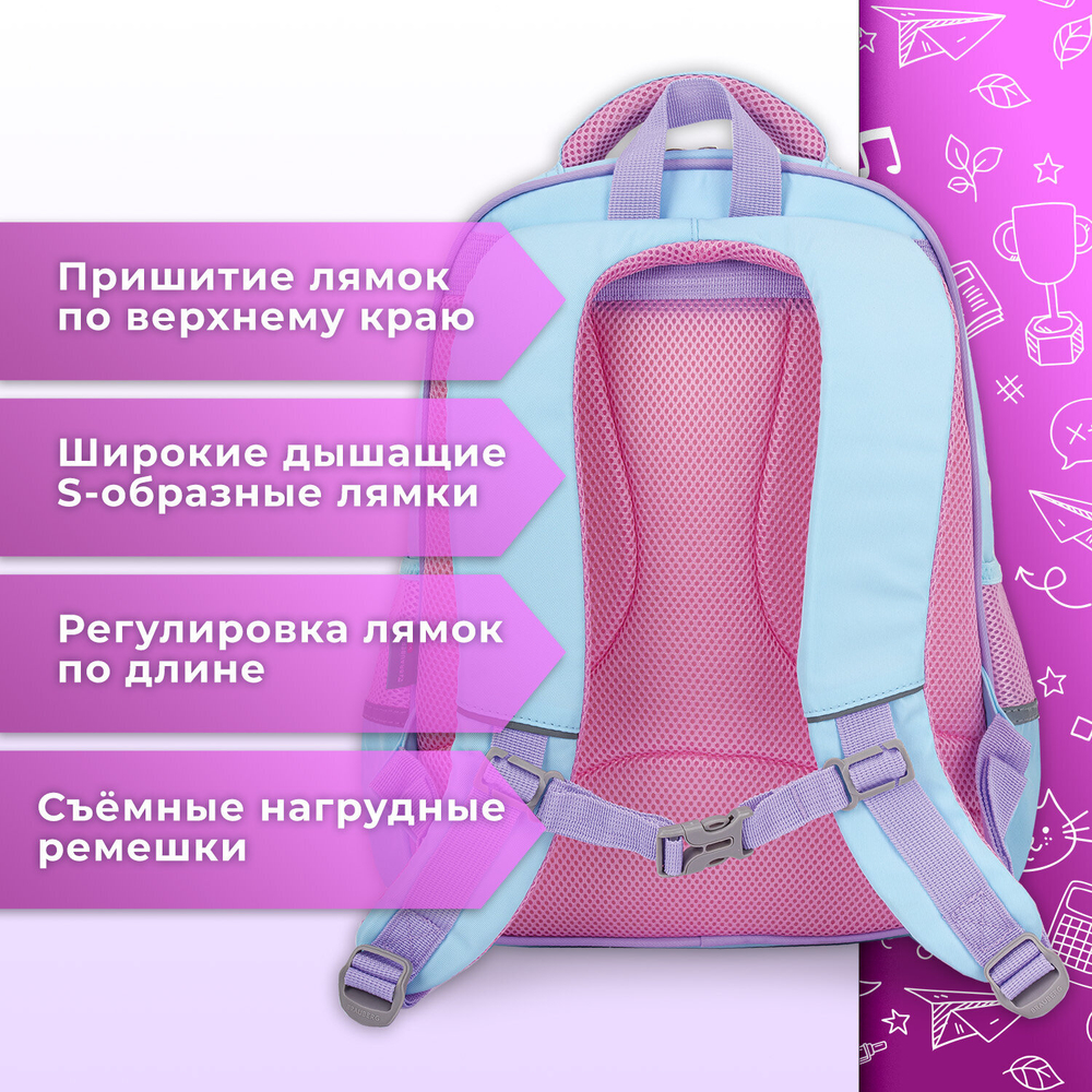 Рюкзак BRAUBERG KIDS MODE с кошельком в комплекте, 1 отделение, "Little sweetie", 39х28x15 см.