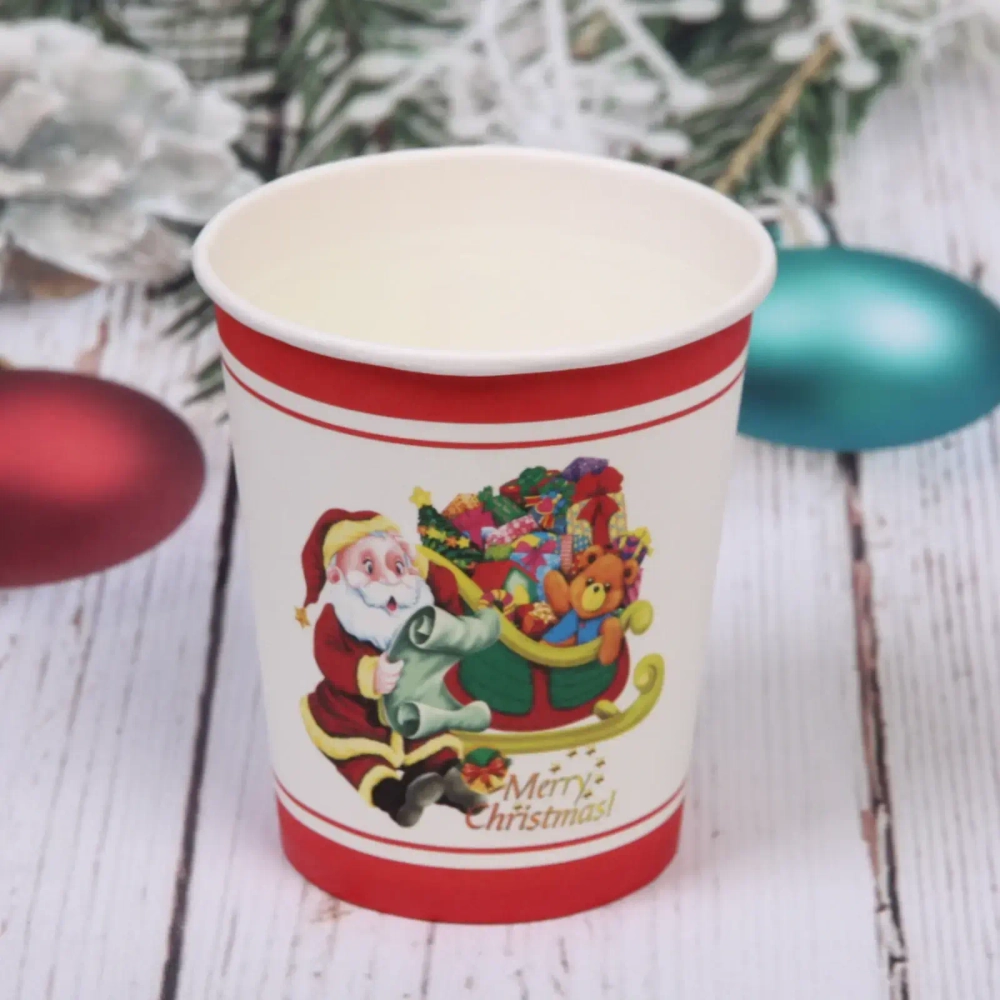 Стакан бумажный 0,2л в наборе 10 шт «Дед Мороз с подарками»