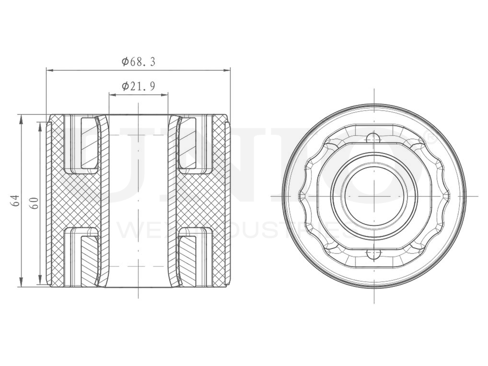 Сайлентблок задний переднего нижнего рычага UNIO RMP-20350