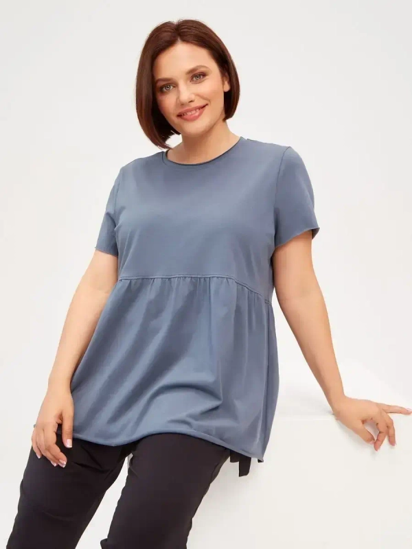 Футболка с баской оверсайз серый