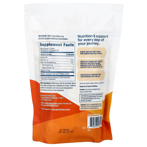 Bariatric Fusion, жевательные таблетки с пробиотиком, тропический апельсин, 60 жевательных таблеток