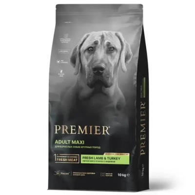 Premier dog lamb & turkey adult maxi сухой корм для собак крупных пород, свежее мясо ягненка с индейкой - 10 кг