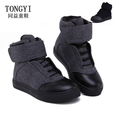 Ботинки из кожи и войлока на шнурках и липучке