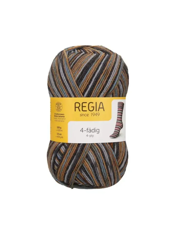 Пряжа носочная Regia 4-fadig Color (07710/голубой/коричневый/серый)