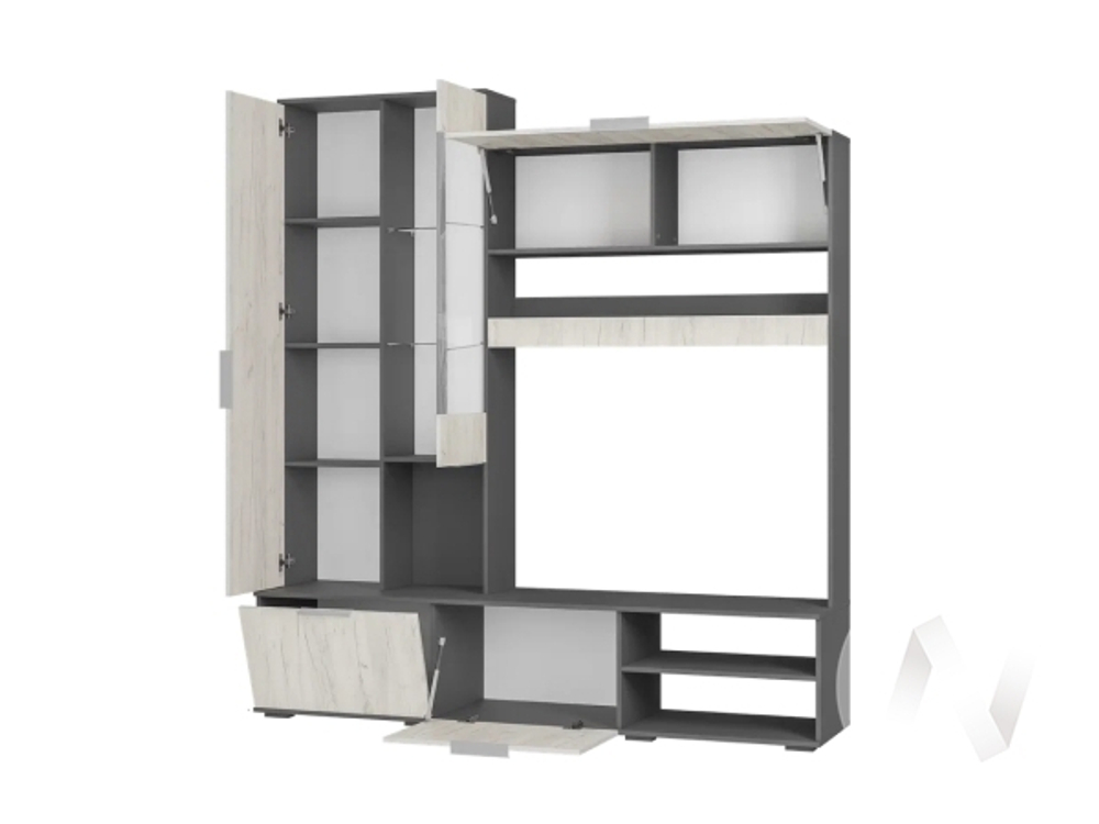 Центральная секция ЦС-01 Гостиная Плаза (графит/дуб крафт белый)