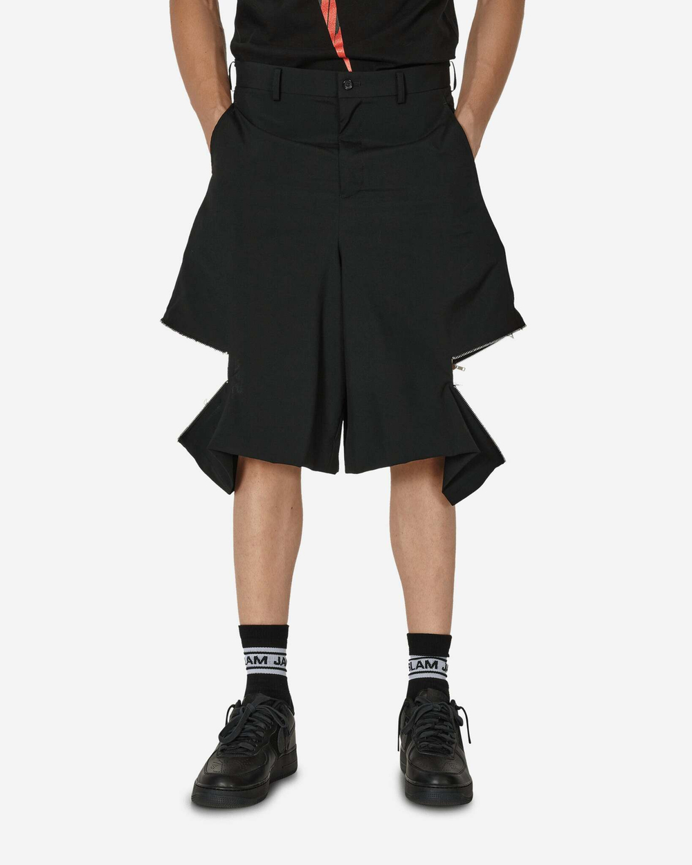 Comme Des Garçons Black Шерстяные Шорты На Молнии Черные