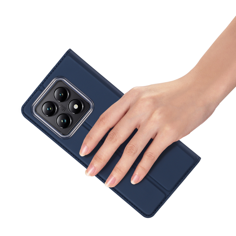 Чехол книжка из PU кожи синего цвета от Dux Ducis для Xiaomi 14T, серия Skin Pro Series Case