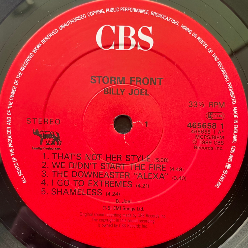 Billy Joel ‎– Storm Front (Англия 1989г.)