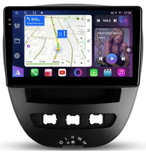 Магнитола для Citroen C1, Peugeot 107, Toyota Aygo - FarCar S400-TS18 монитор 10.36" QLED на Android 14, CarPlay, 4G SIM-слот