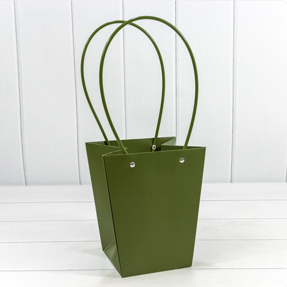 Пакет подарочный 20х17х12 Ваза для цветов (Зеленый)