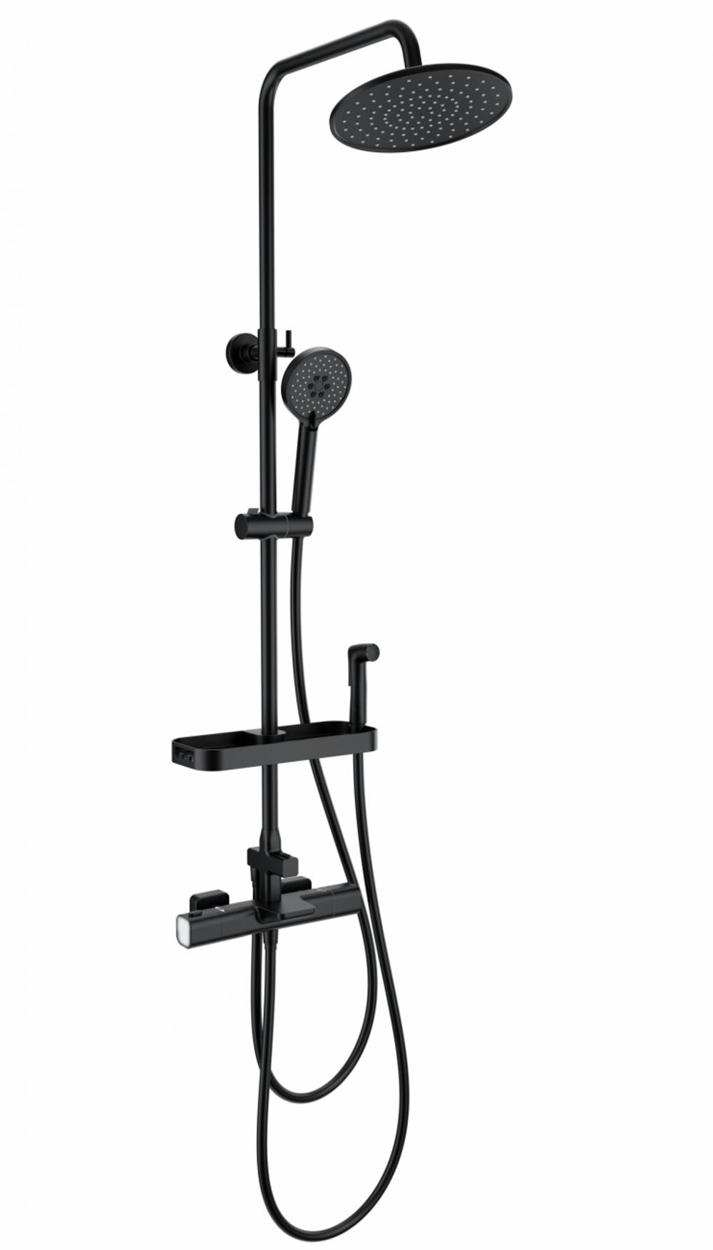 Душевая система с термостатом WONZON & WOGHAND Plate, Черный матовый (WW-C3017-A1-MB)