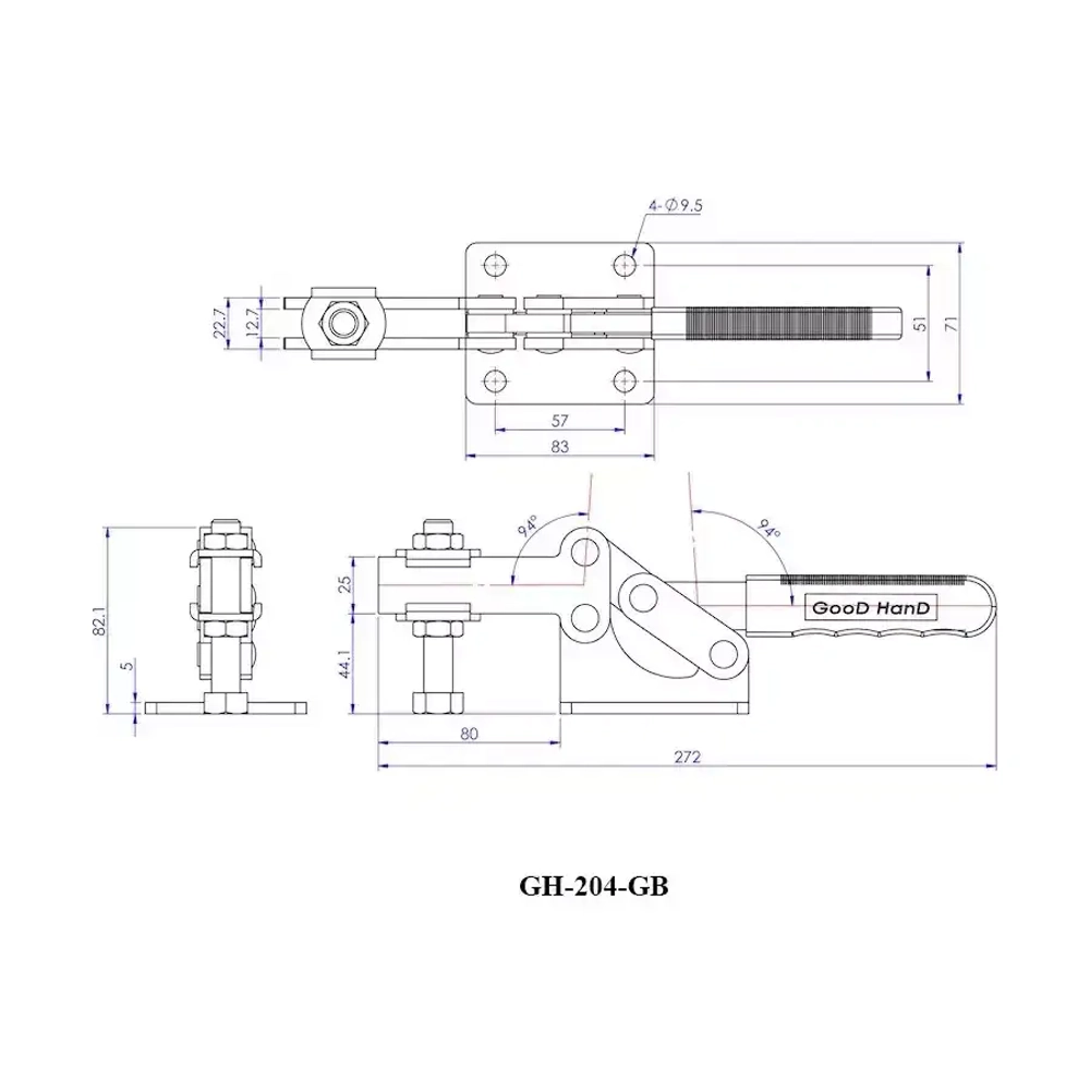 Зажим механический с горизонтальной ручкой Woodwork GH-204-GB