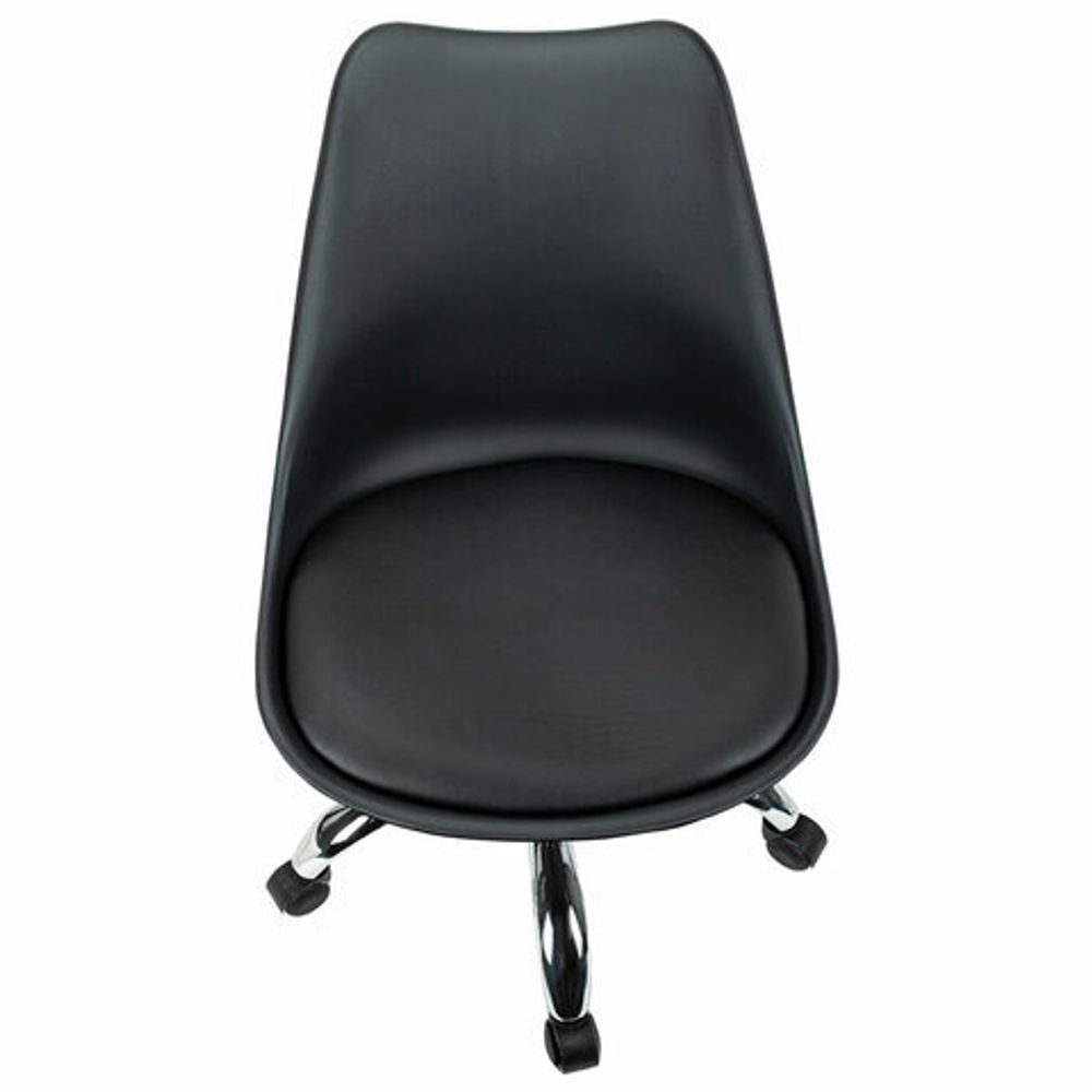 Кресло стул BRABIX "Eames MG-310 CH", хром, пластик черный, экокожа черная, 532925