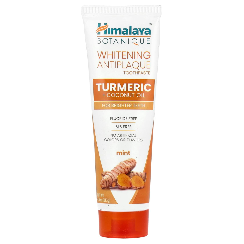 Himalaya, Отбеливающая зубная паста против зубного налета, куркума + кокосовое масло, мята, 4,0 унции (113 г)