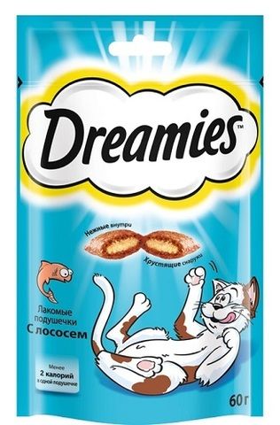 Dreamies™ лакомство для кошек с лососем (вес: 60 г)