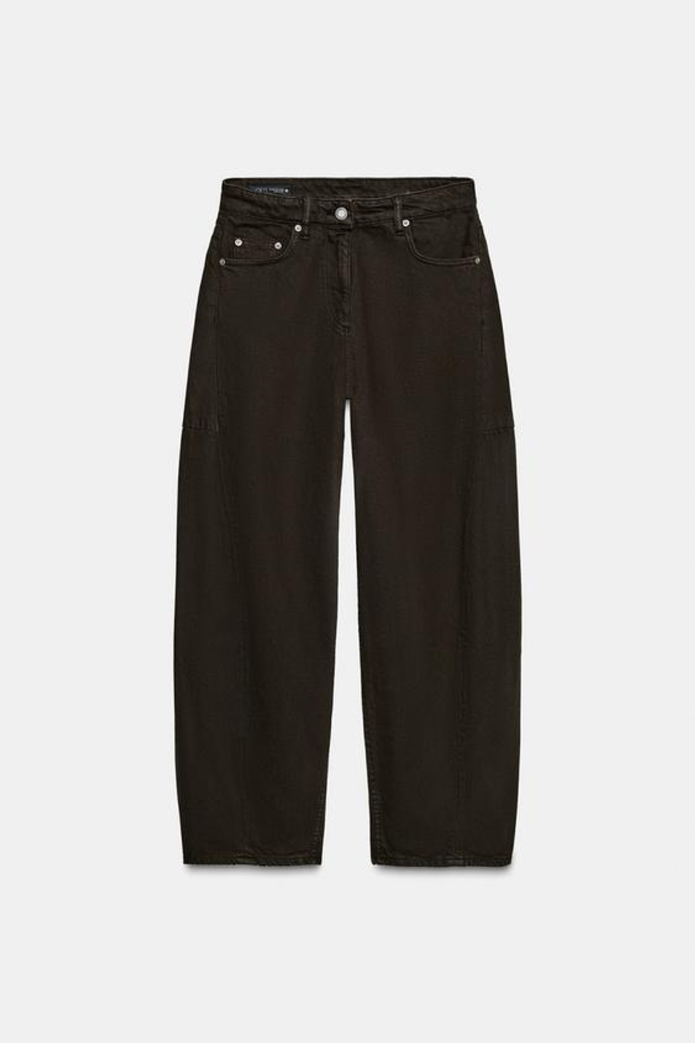 ZARA ДЖИНСЫ ZW COLLECTION ANKLE BALLOON СО СРЕДНЕЙ ПОСАДКОЙ, ШОКОЛАДНЫЙ