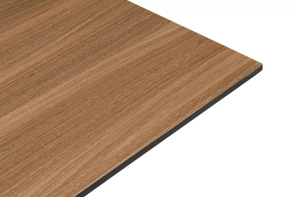 "Каффе" стол из HPL 110х70см, цвет "дуб", подстолье стальное двойное