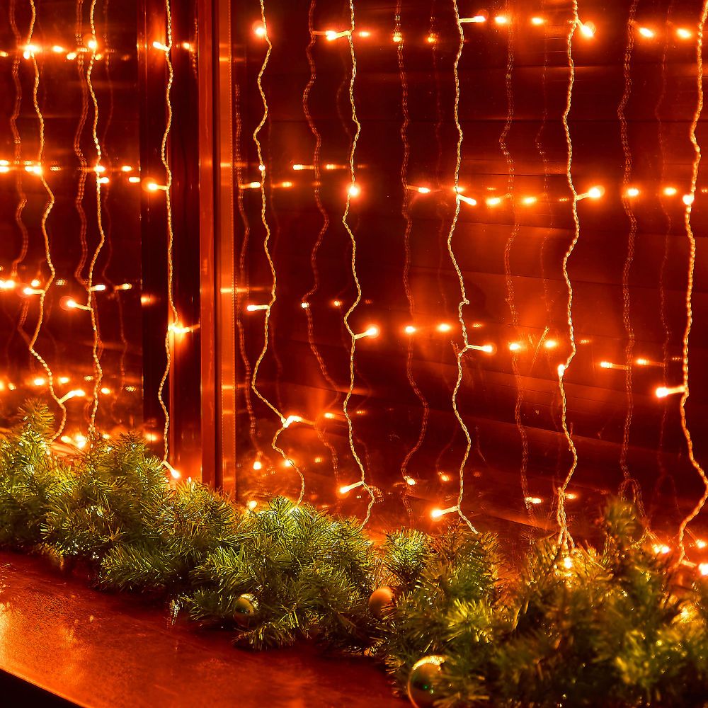 ULD-C3020-160-DTA AMBER IP20 Занавес светодиодный. 3х2м. 160 светодиодов. Янтарный свет. Провод прозрачный. TM Uniel