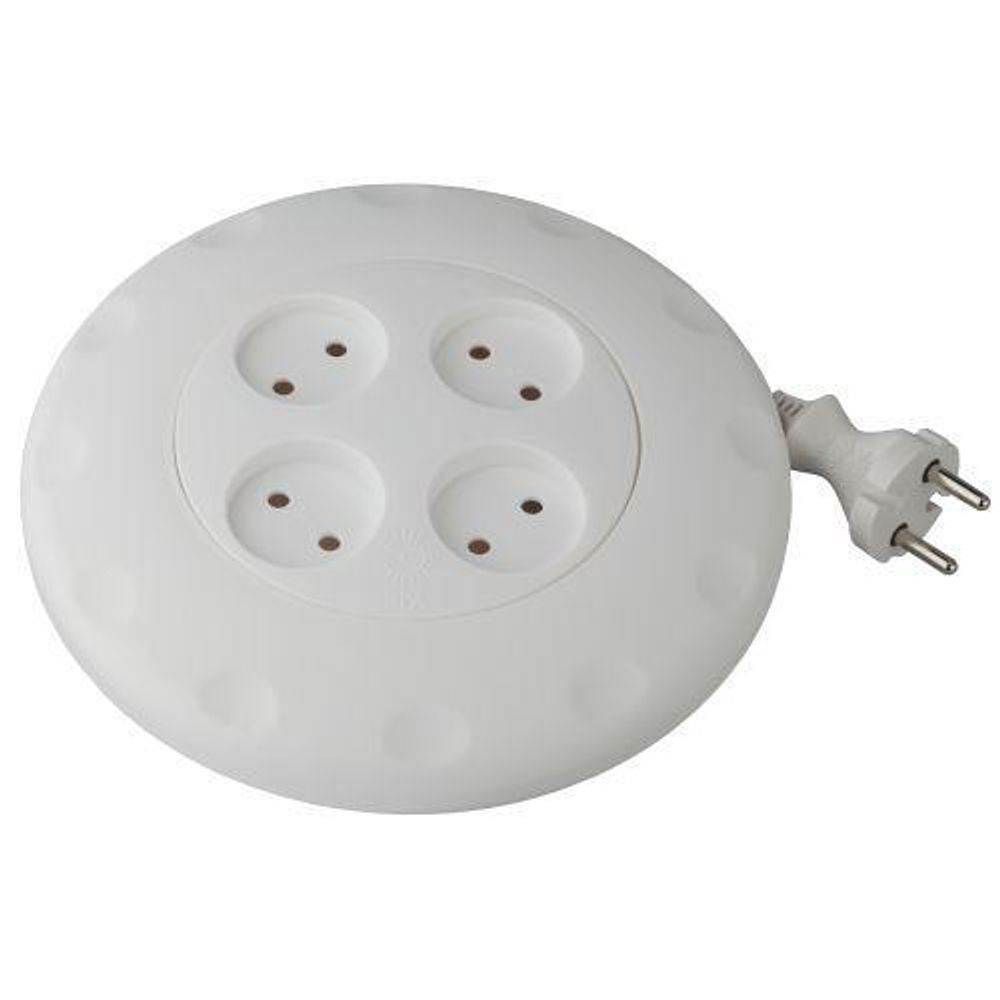 Удлинитель-рулетка 4х7м без заземл. 10А IP20 UR-4-7m-W ПВС 2х1 бел. Эра Б0019041